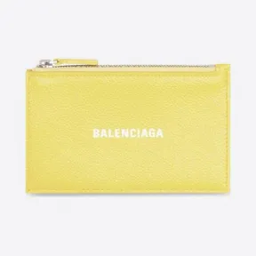 巴黎世家/Balenciaga 男士 Cash 大号长款黄色粒面小牛皮钱币和卡包 6405351IZI37290
