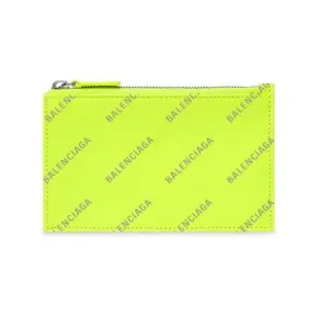 巴黎世家/Balenciaga Men's Cash Large Long Coin And Card Holder With Reflective Allover Logo in Fluo Yellow 640535210IF7281