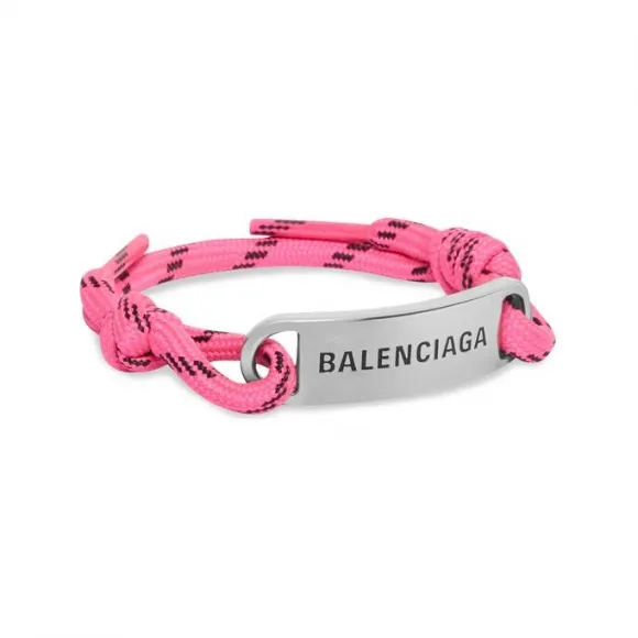 巴黎世家/Balenciaga Women's Plate Bracelet in Fluo Pink 656418TVX4S5620