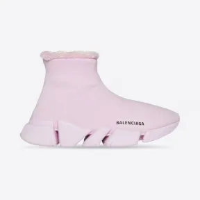 巴黎世家/Balenciaga 女式 Speed 2.0 运动鞋采用再生针织和粉色假毛皮 669789W2DI35601