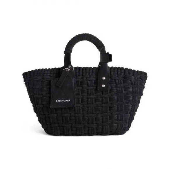 巴黎世家/Balenciaga Bistro海绵面料加小号肩带提篮包 为 所有 在 黑 671342-2AAF0-1090