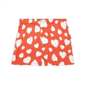 巴黎世家/Balenciaga Women's Qixi Hearts Pyjama Shorts in Red 671664TMLM46400