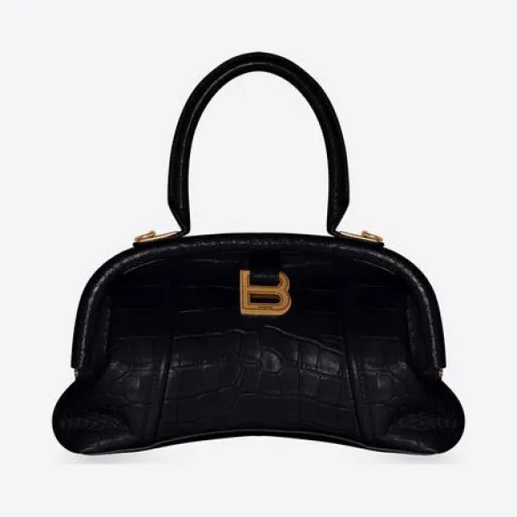 巴黎世家/Balenciaga 女款 Editor 小号黑色压花鳄鱼皮包 67311623EEM1000