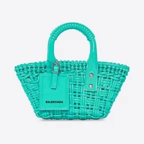 巴黎世家/Balenciaga 女式 Bistro Xxs 篮子配绿色肩带 6780282IE3Y3605