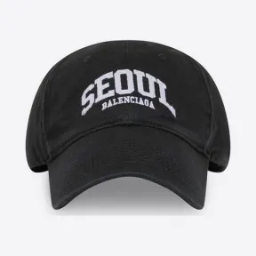 巴黎世家/Balenciaga 男士城市首尔黑色帽子 680747410B21077