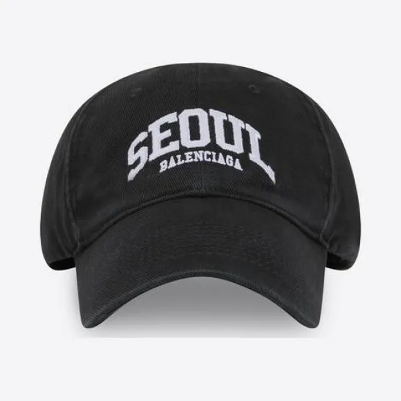 巴黎世家/Balenciaga 男士城市首尔黑色帽子 680747410B21077