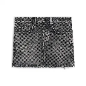 巴黎世家/Balenciaga Women's Low Waist Mini Skirt With Rhinestones in Black 681802TMW361090