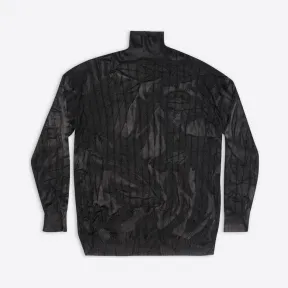 巴黎世家/Balenciaga 男士黑色褶皱大廓形高领衫 694253T21060100