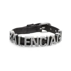 巴黎世家/Balenciaga Women's Logo Letter Bracelet in Black 701519210BR1000