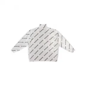 巴黎世家/Balenciaga Women's Allover Logo Strass Oversized Turtleneck in Silver 704575T16538115