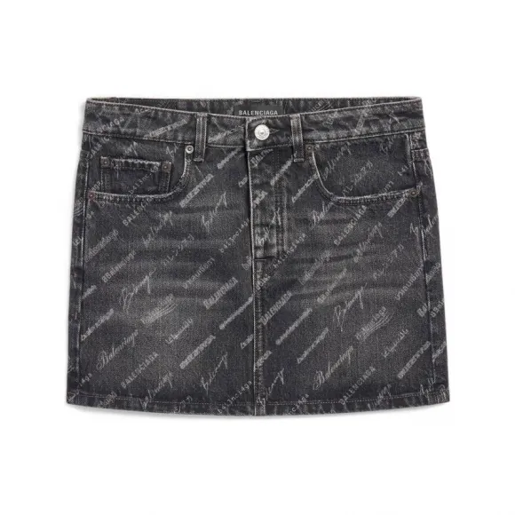 巴黎世家/Balenciaga Logomania All Over 低腰迷你半裙 为 所有 在 黑 724744-TBP47-1270