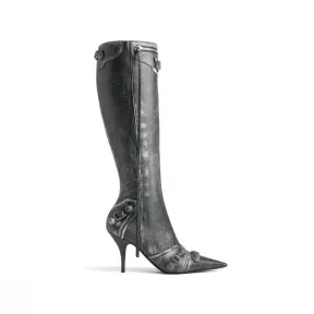 巴黎世家/Balenciaga Cagole 90毫米牛仔印花长靴 771231WBMA21090