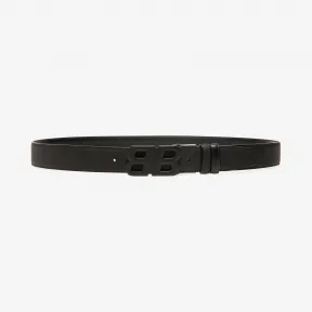 巴利/Bally 黑色二层牛皮纯色可调节双面腰带 6232295