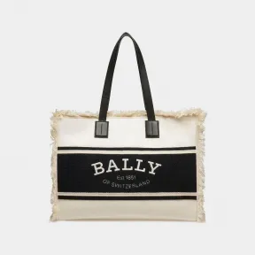 巴利/Bally 女士 Crystallia 自然色和黑色宽帆布手提袋 6302813