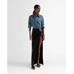 巴利/Bally 女式黑色侧开叉皮裙 6304249