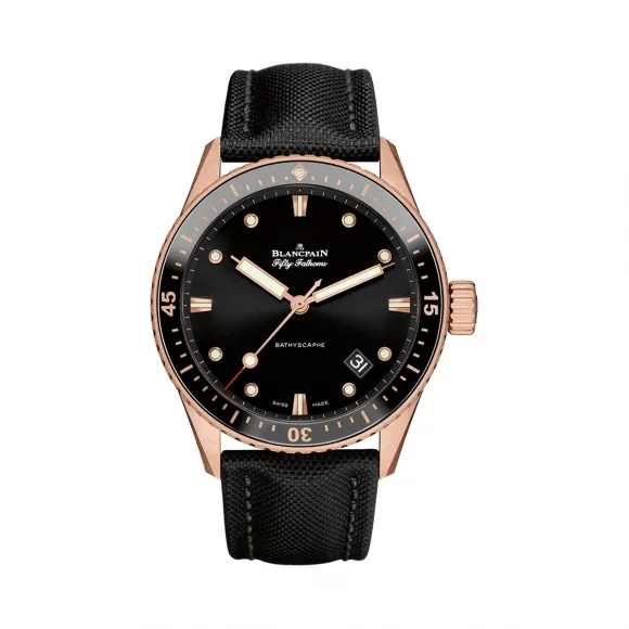 宝珀/Blancpain Fifty Fathoms 五十噚系列 18kt玫瑰金 自动机械机芯 男表 5000-36S30-B5