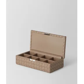 葆蝶家/Bottega Veneta 烟灰色INTRECCIATO编织小羊皮袖扣盒 114632V00132941