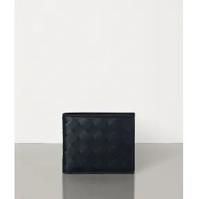 葆蝶家/Bottega Veneta 午夜蓝 双折钱包，配有零钱袋 605722-VCPQ4-4202