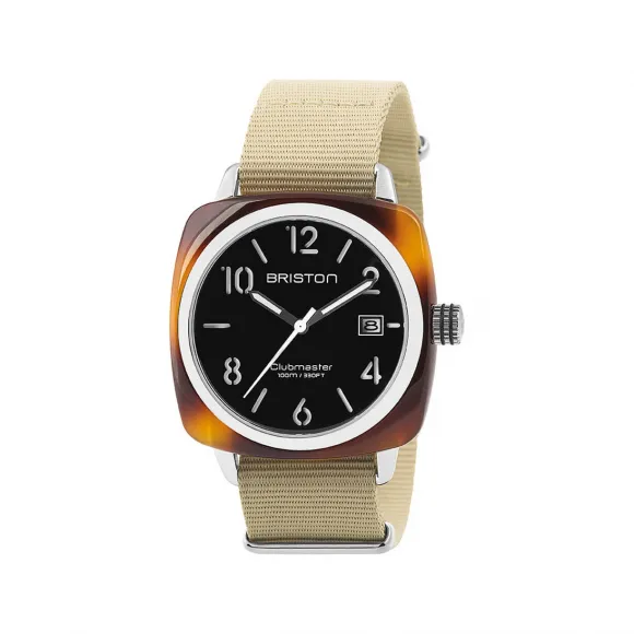 布里斯顿/briston 40 x 40 MM 醋酸酯 玳瑁纹 石英机芯 男表 13240.SA.T.1.NK