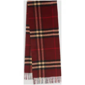 博百利/Burberry 女士 经典格纹羊绒围巾 (深红色格纹)  38267541