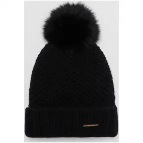 博百利/Burberry 女士 皮草蓬蓬绒球毛线帽 (黑色) 38966461