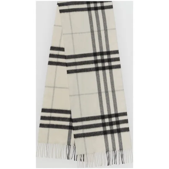 博百利/Burberry 男士 经典格纹羊绒围巾 (自然白)  39941231