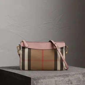 博百利/Burberry 女士 House 格纹拼皮革手拿包 (浅兰花色) 39968841