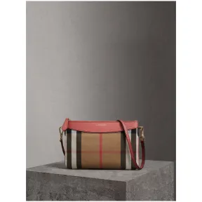 博百利/Burberry 女士 House 格纹拼皮革手拿包 (肉桂红) 40560711