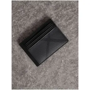 博百利/Burberry 男士 London 格纹现金夹式卡片夹 (炭灰色/黑色) - 男士  40564241