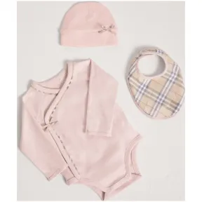 博百利/Burberry 儿童用品 格纹棉质三件套婴儿礼品套装 (蜜粉红) - 童装  40606681