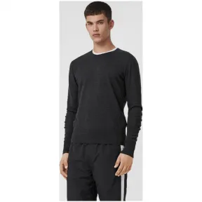 博百利/Burberry 男士 格纹装饰美利奴羊毛衫 (炭灰色) - 男士  40617391