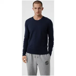 博百利/Burberry 男士 格纹装饰美利奴羊毛衫 (海军蓝) - 男士  40617421