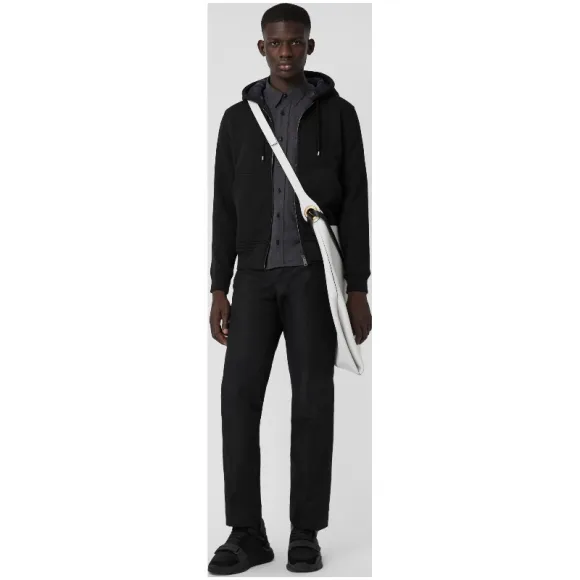 博百利/Burberry 男士 格纹装饰平织连帽上衣 (黑色) - 男士  40617991