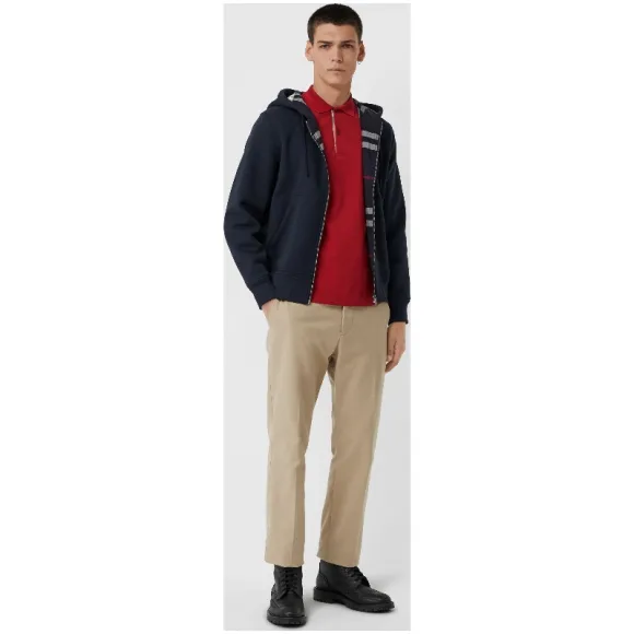 博百利/Burberry 男士 格纹装饰平织连帽上衣 (海军蓝) - 男士  40685861