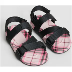 博百利/Burberry  防撕束带格纹棉质凉鞋 (亮玫瑰色)  40714821