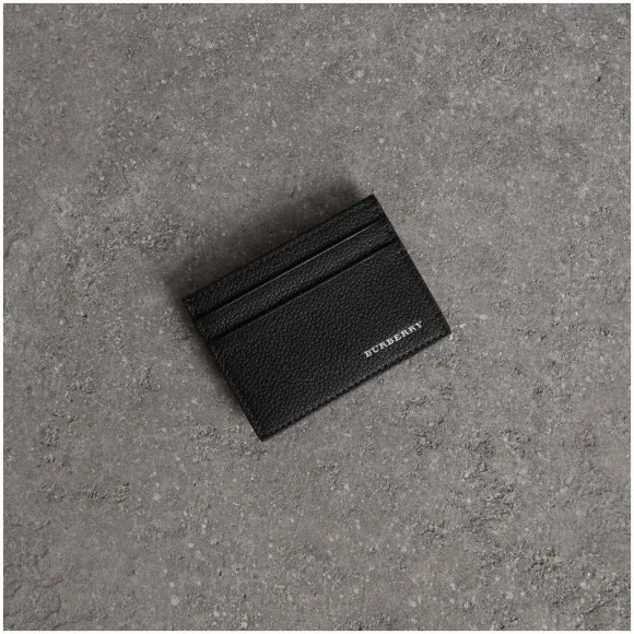 博百利/Burberry  粒纹皮革卡片夹 (黑色)  40739701