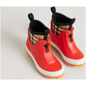 博百利/Burberry  Vintage 格纹拼橡胶雨靴 (亮红色)  40759941