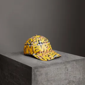 博百利/Burberry  Vintage 格纹涂鸦印花棒球帽 (亮黄色 / 古典黄色)  40762871