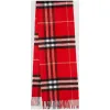 博百利/Burberry 女士 经典格纹羊绒围巾 (亮军红色)  40781431