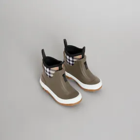 博百利/Burberry 儿童用品 Vintage 格纹拼橡胶雨靴 (军绿色) - 童装  40787251