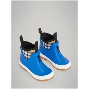 博百利/Burberry 儿童用品 Vintage 格纹拼橡胶雨靴 (亮帆布蓝) - 童装  40787261