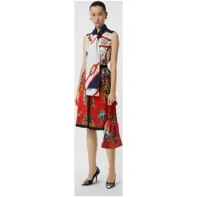 博百利/Burberry 女士 典藏围巾印花褶饰半裙 (亮橘色) 45482971