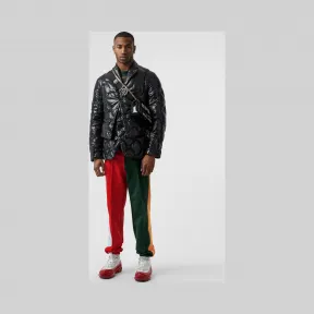 博百利/Burberry 男士 徽标图案拼色平织运动裤 (深松柏绿) 45596251