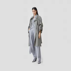 博百利/Burberry 人造水晶金属环装饰羊毛重塑版 Trench 风衣 (云灰色) - 女士  45641961