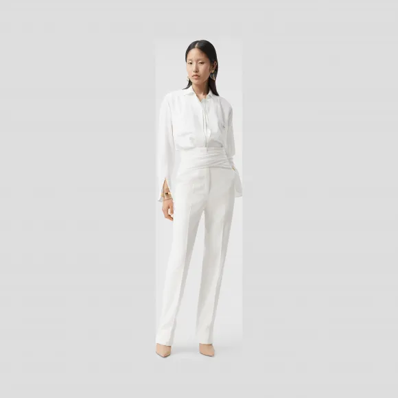 博百利/Burberry 女士 徽标图案宽松版型丝缎衬衫  45669041