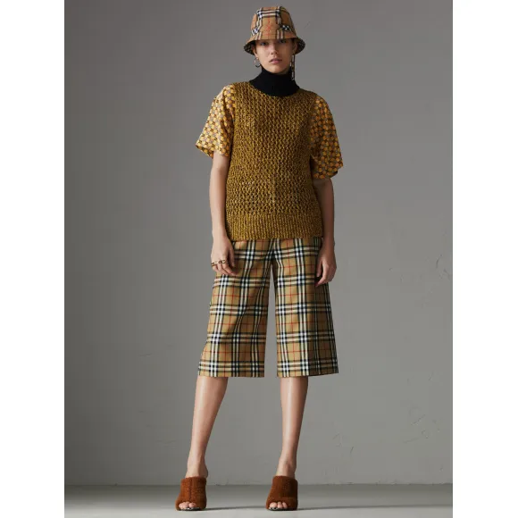 博百利/Burberry 女士 Vintage 格纹羊毛量裁裙裤 (古典黄色) 80016811