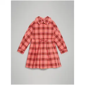 博百利/Burberry  格纹棉质抽绳连衣裙 (珊瑚红)  80024671