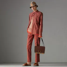 博百利/Burberry 女士 典藏砖式印花弹力棉质吸烟裤 (橘红色) 80025851