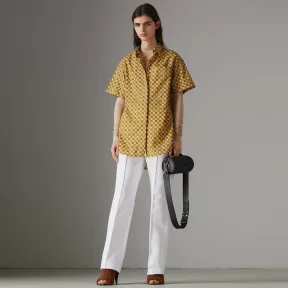 博百利/Burberry 女士 短袖典藏砖式印花棉质衬衫 (黄色) 80025901