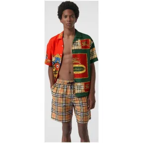 博百利/Burberry 男士 Vintage 格纹抽绳式游泳裤 (古典黄色) - 男士  80029181